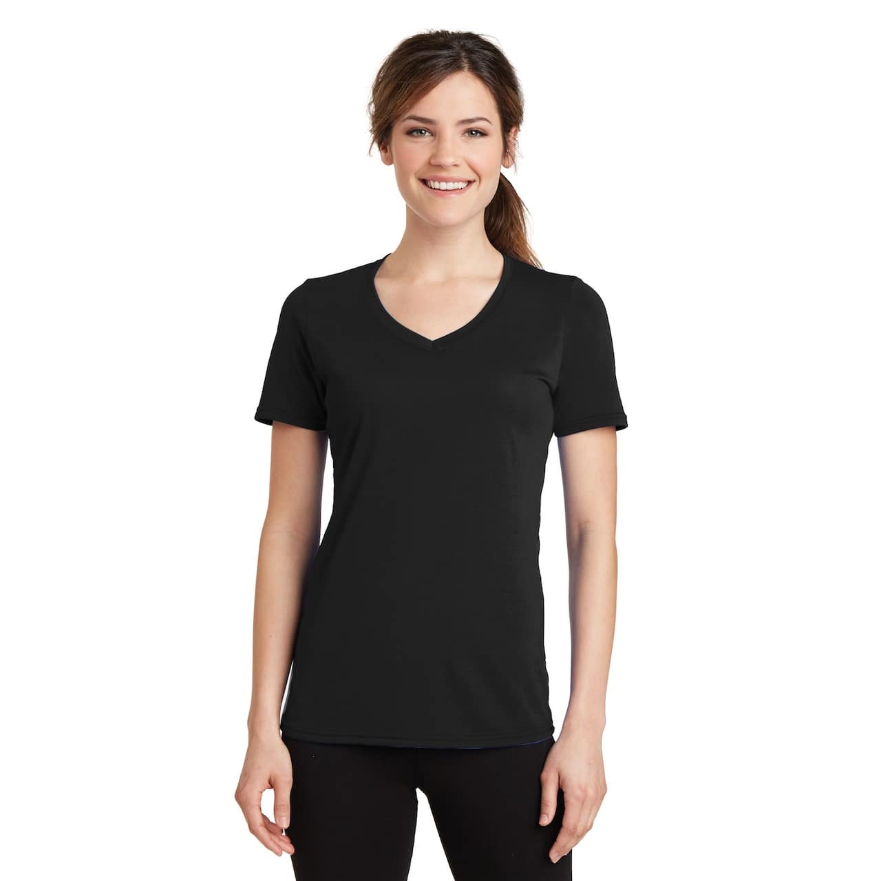 Port & Company® Neutrals Ladies Performance Blend V-Neck T-Shirt